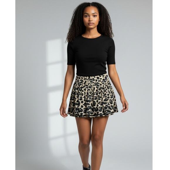 jamie sadock Pants - Jamie Sadock Golf Skort Womens 6 Beige Black Leopard Print Pleated Athletic
